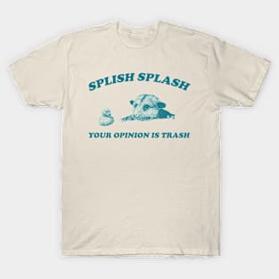 Splish Splash Your Opinion Is Trash Opossum Shirt, Retro Cartoon Possum T-Shirt